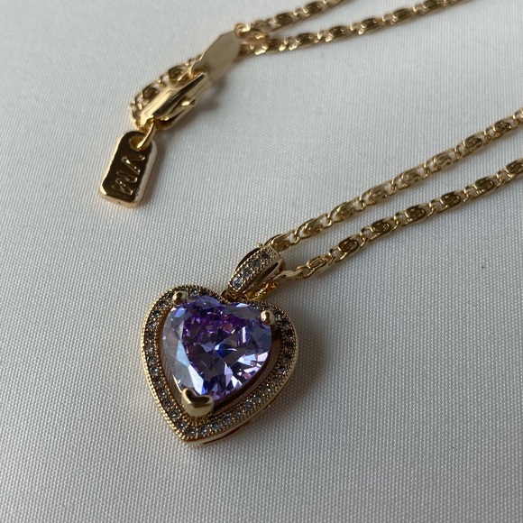 New Vanessa Mooney mini heart necklace purple amethyst pendant necklace - Picture 4 of 6
